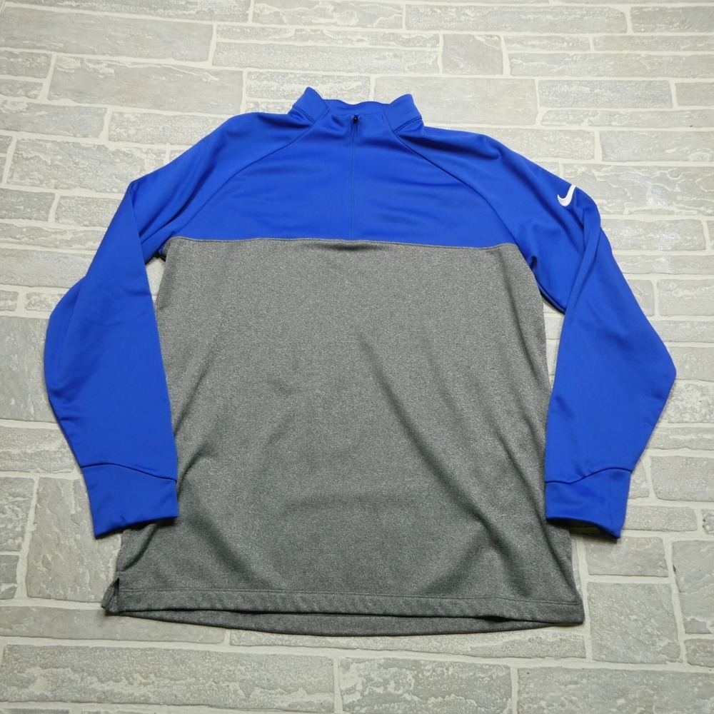 Nike Golf Sweatshirt Jacket Mens XL Blue Gray Fleece Raglan‎ Sleeve Embroidered